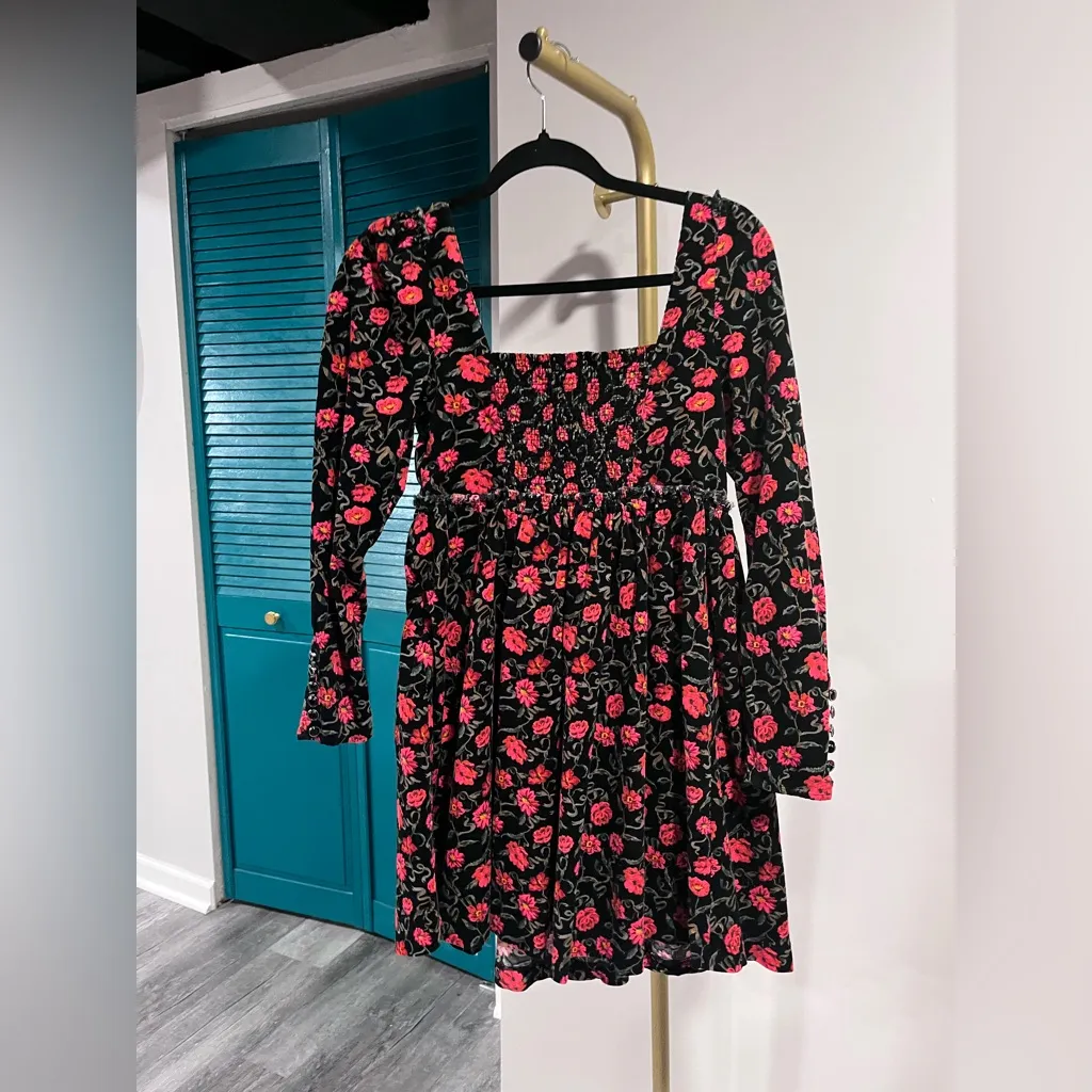 Free People NWOT Bessie corduroy floral babydoll dress - small - Image 4