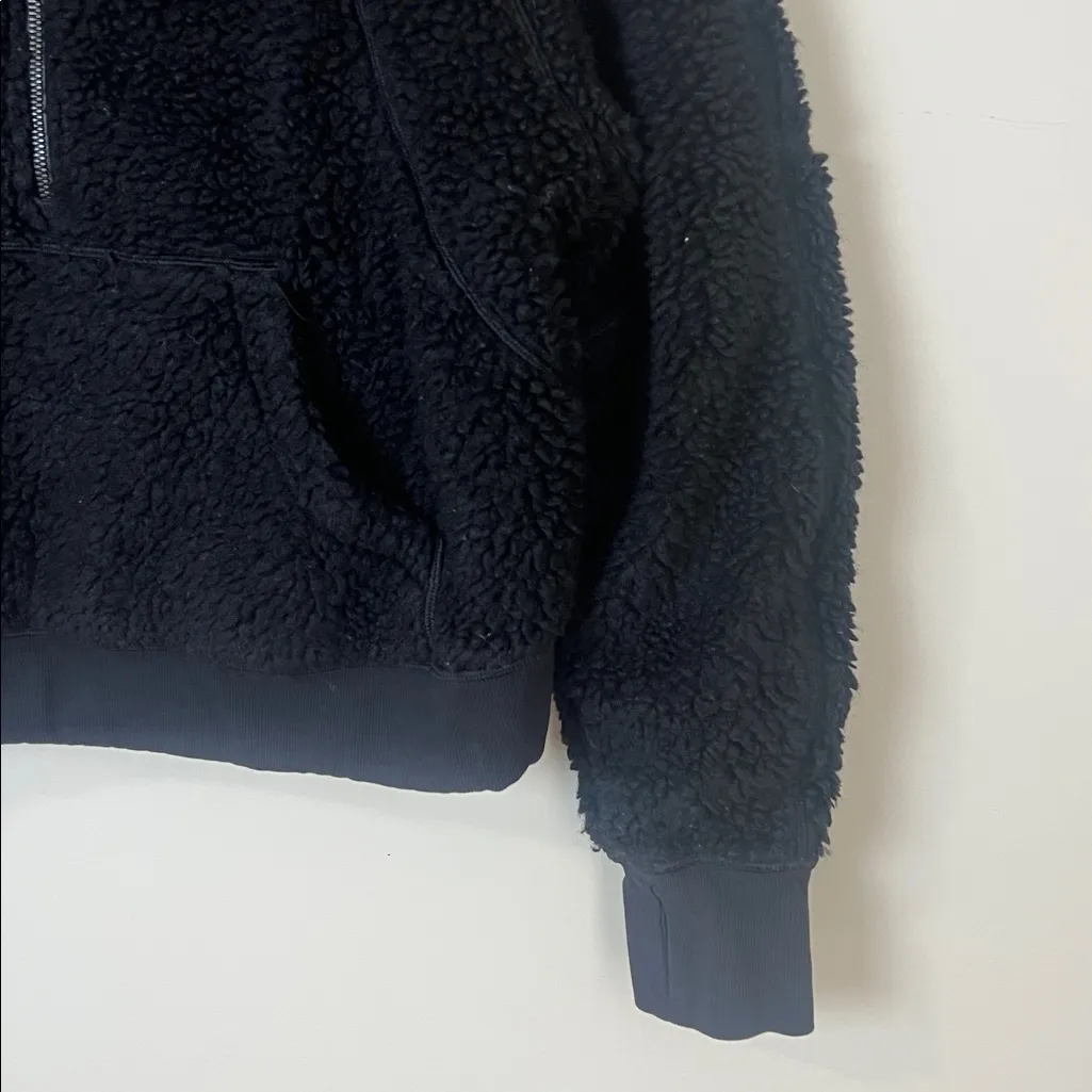 Lululemon Scuba Sherpa Wool Half Zip Fleece Hoodie Med Large Black Sweatshirt - Image 3