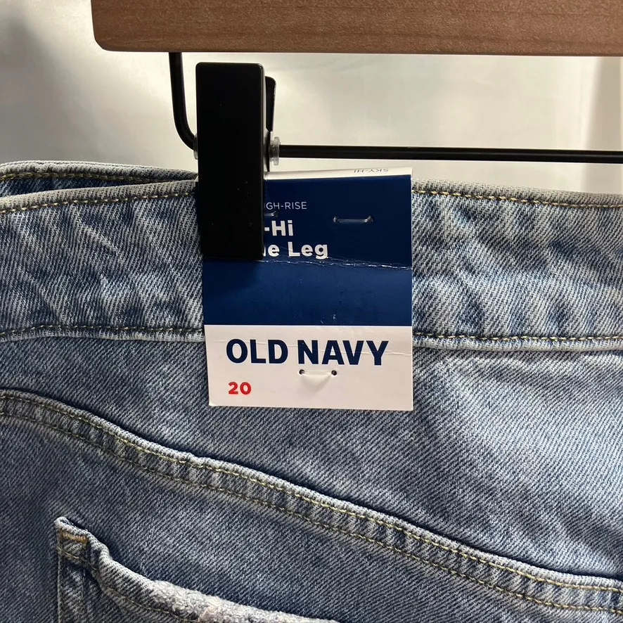 Old Navy Ski-Hi Wide Leg Extra High Rise Jeans Womens‎ 20 Light wash distressed - Image 13