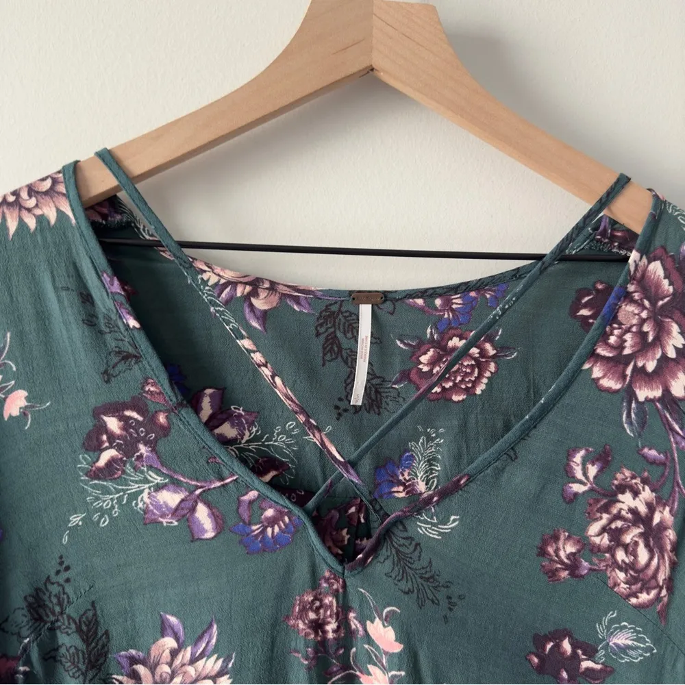 Free People Heart Beat Tunic Dress Boho Floral Long Bell Sleeve floral bohemian - Image 5