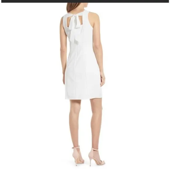 Sam Edelman Bow Back Sheath Dress White Sleeveless size 10 - Image 2