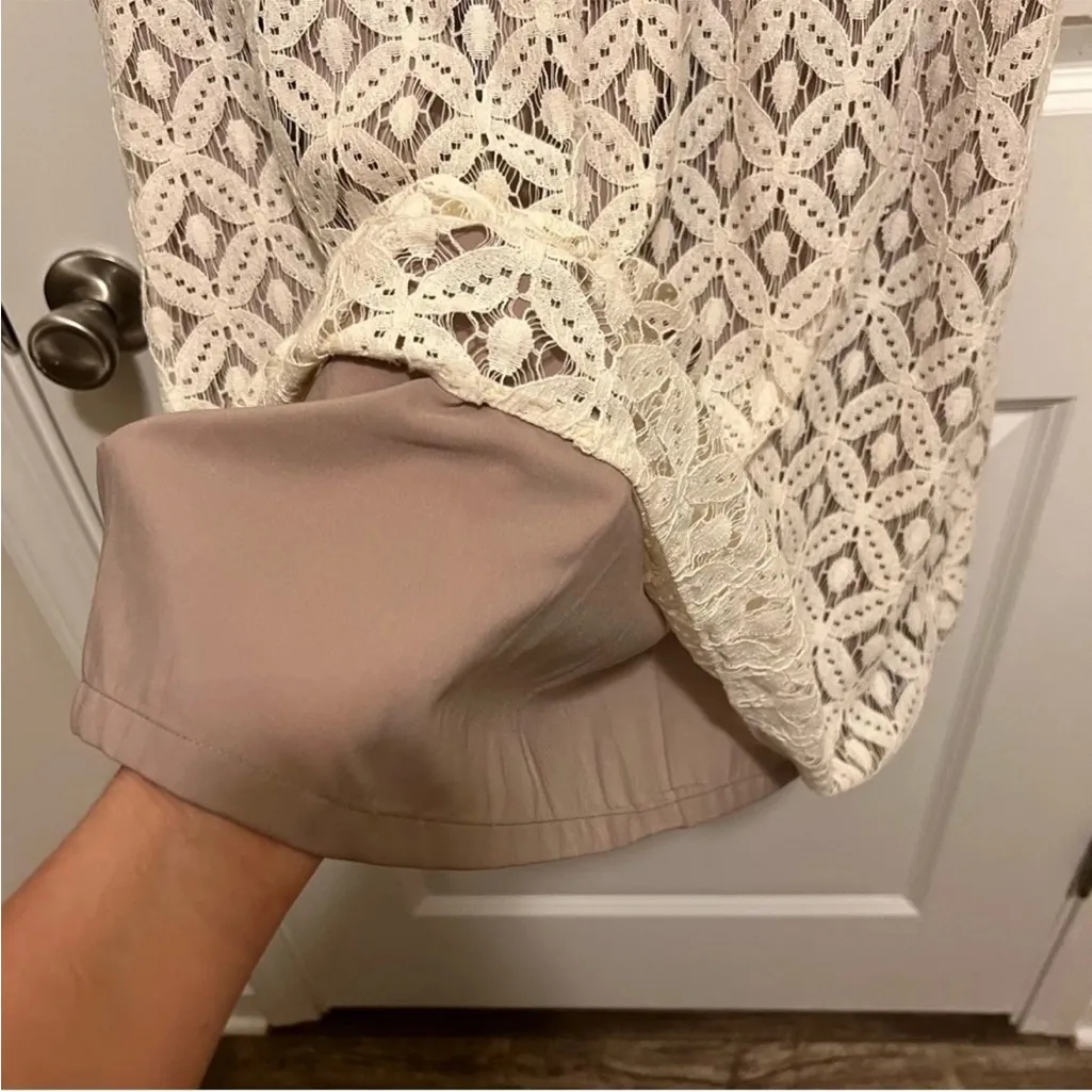 Garnet Hill Lace overlay Fit & Flare dress sz 10 Cotton Blend Retro Cottagecore - Image 4