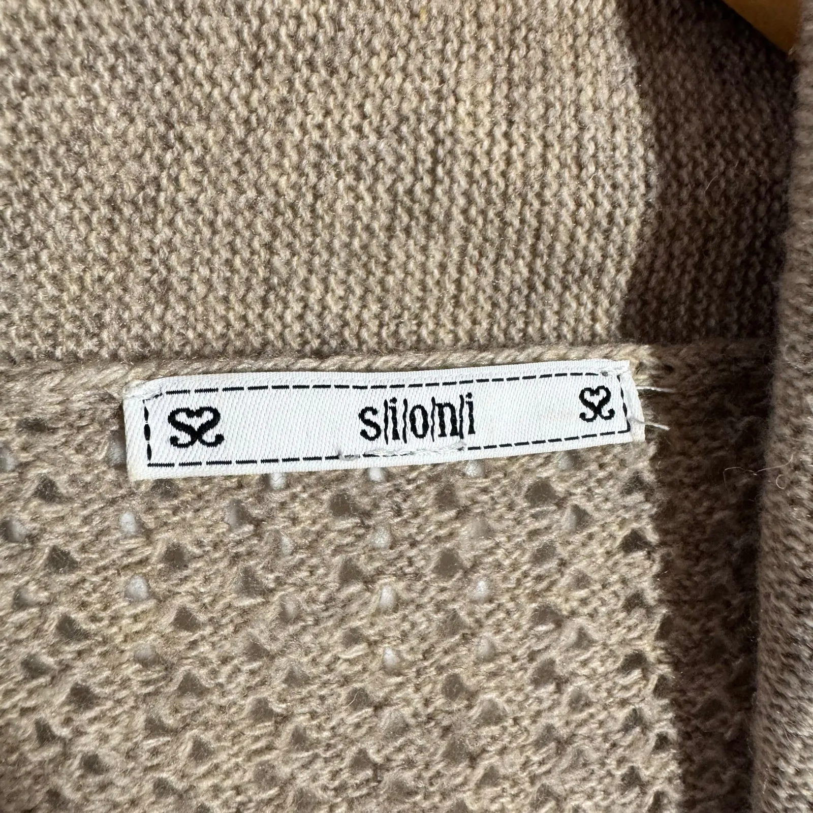 Sioni Shawl Collar Old Money Cashmere Cardigan Sweater Women Tan Grandpacore Size L - Image 5