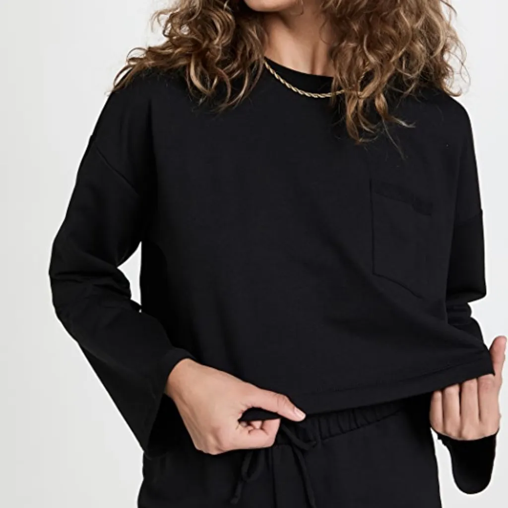 Free People Sunny 2 piece Short and Sweatshirt Set in Black sz XS NWT $98R - Image 4