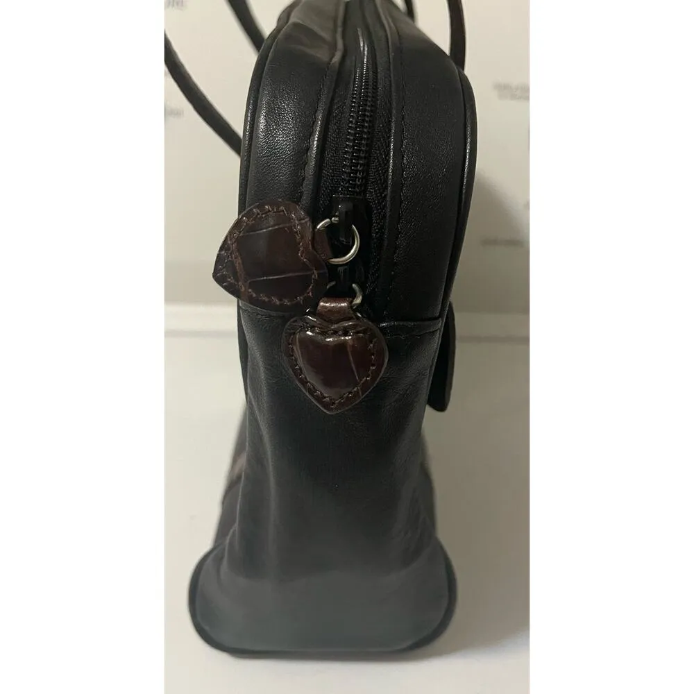 Brighton Double Pocket Black & Brown Leather Medium Shoulder Handbag RETIRED! - Image 8