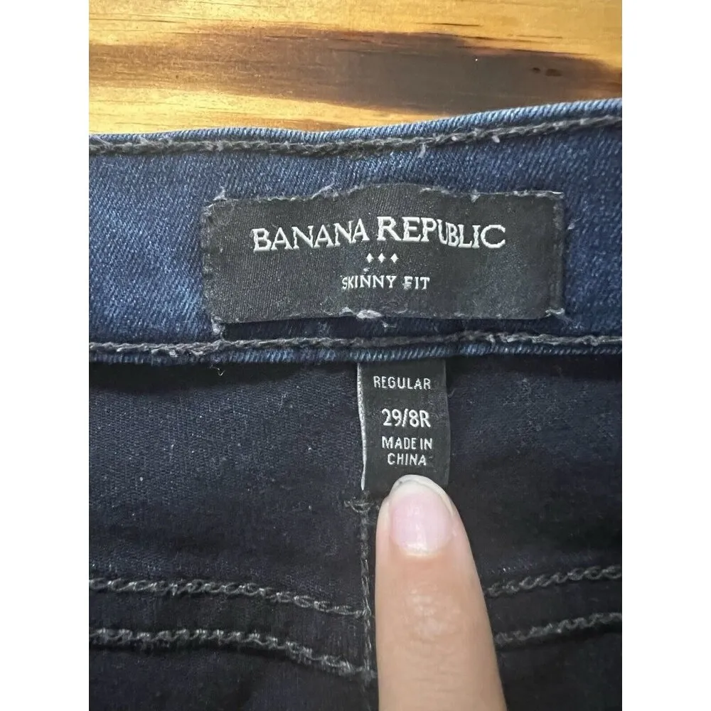 Banana Republic Denim High Waist Skinny Ankle Jeans Women's 29 Regular Dark Blue - Image 3