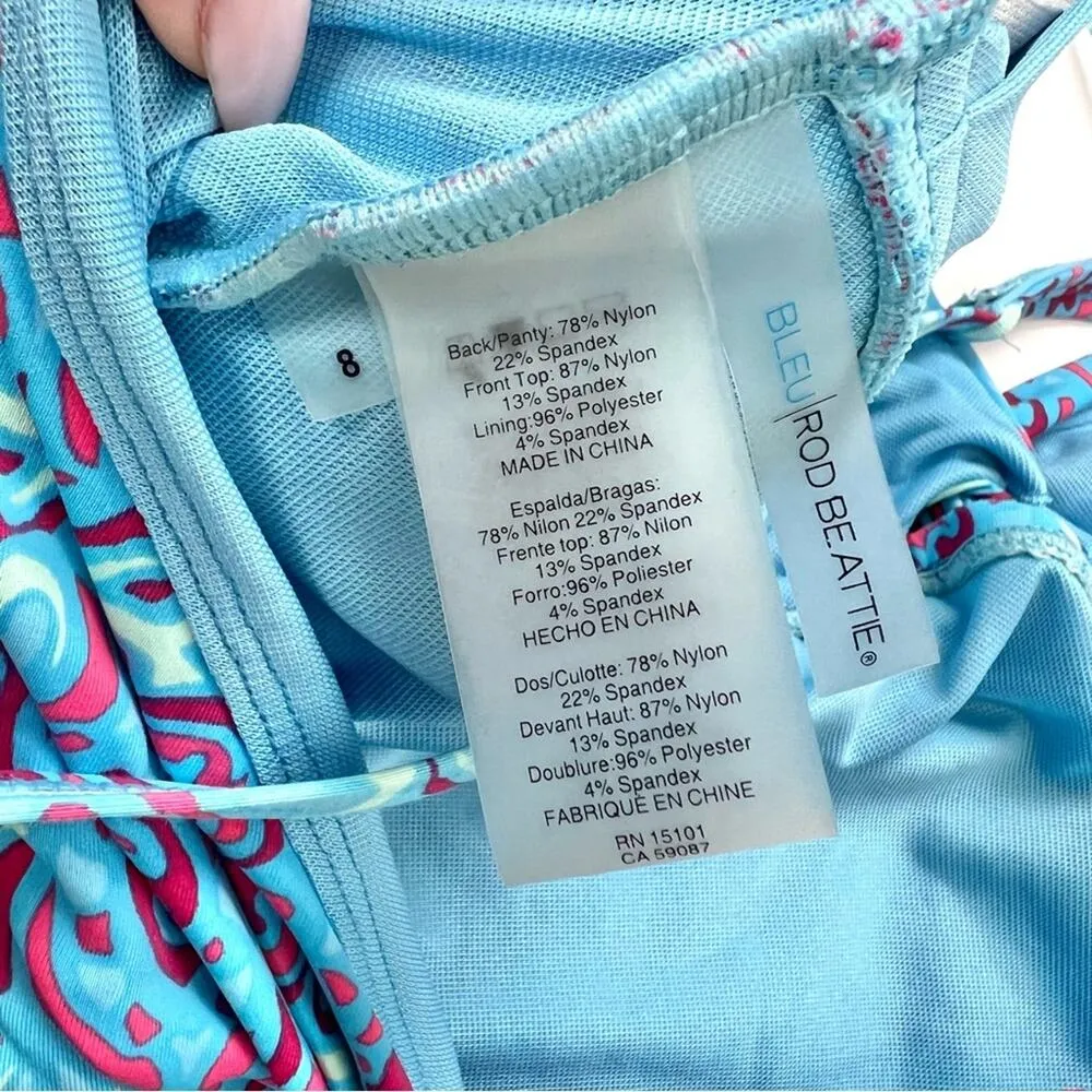 St. Tropez Printed Plunge Halter One-Piece Swimsuit 8 - Image 3