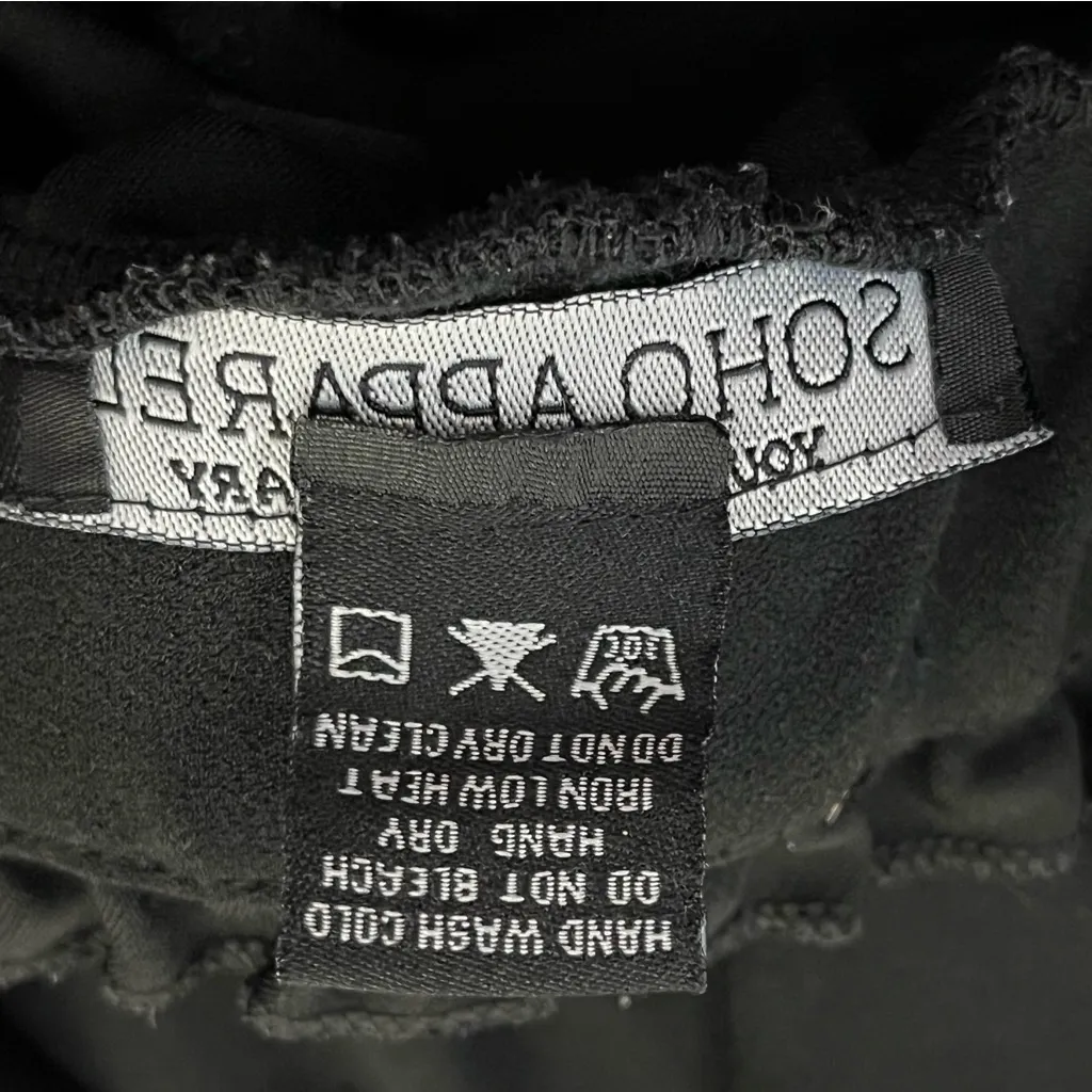 Soho Apparel Black Paperbag Waist Pants Tie Belt Pull On Crop Ankle L - Image 4