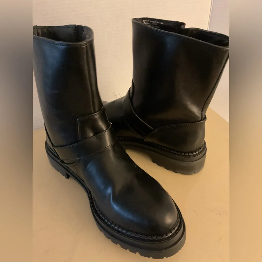 Steve Madden women black leather biker moto Boots size 11 - Image 6