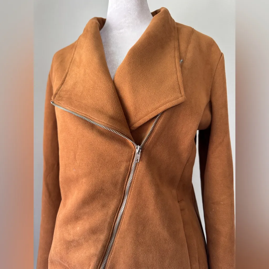 Have Tan Faux Leather Full Zip Lightweight Jacket Size M - Image 3