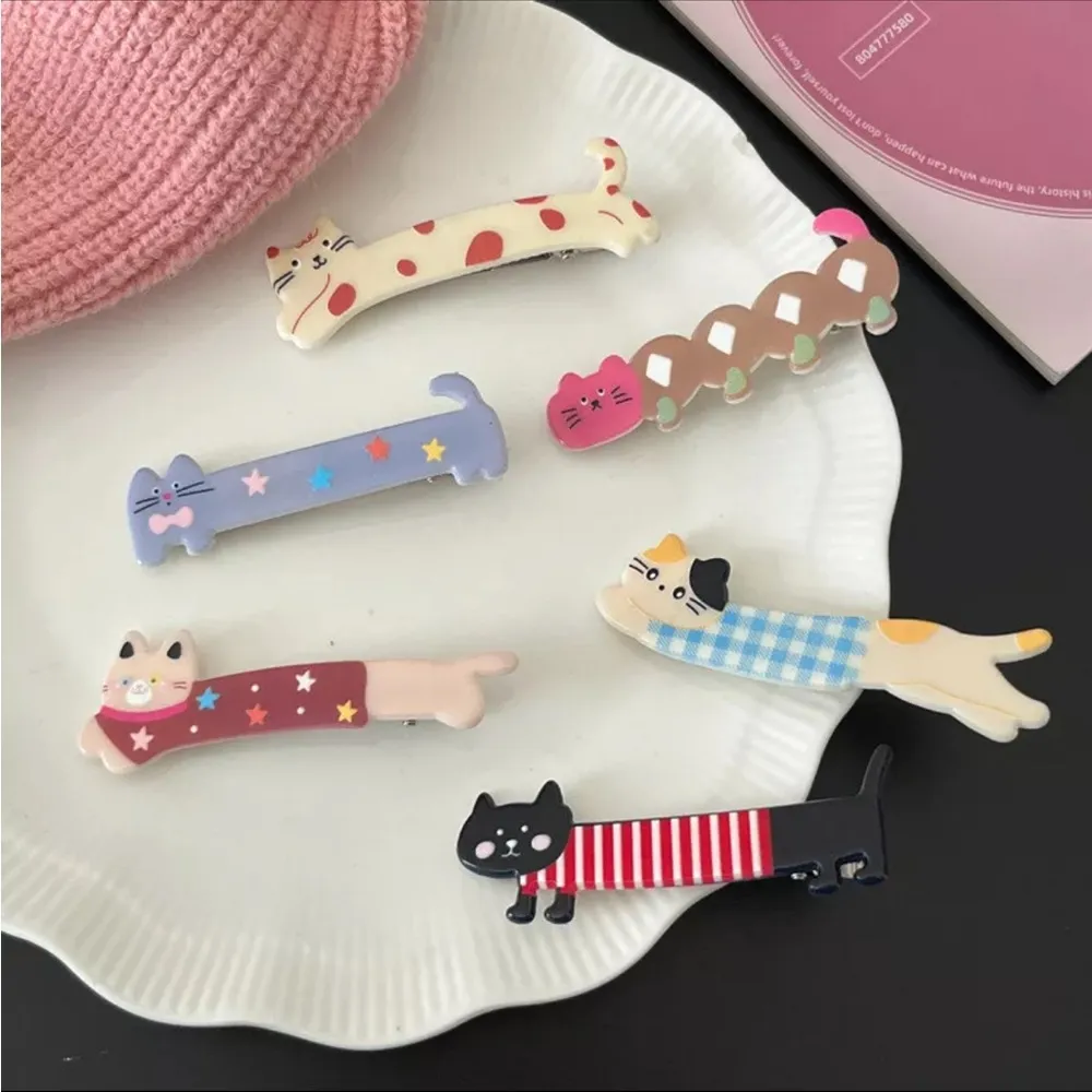 5PCS Cat Kitty Kitten Cat Lover Hair Clip Set Black - Image 2
