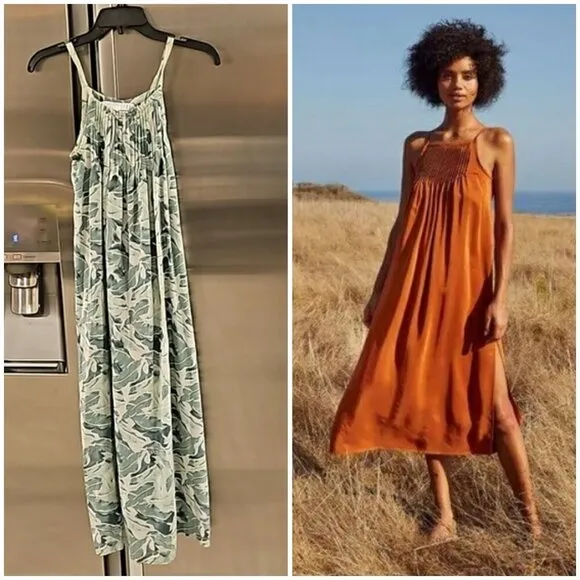 💕CHRISTY DAWN💕 Sleeveless Midi Dress ~ Tropical Boho Chic Banana Leaf Print XS - Image 2