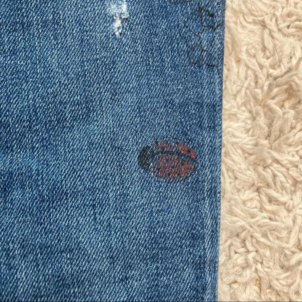 ZARA WOMAN Bootcut Embroidered Floral Jeans Ladybug Size 2 Cropped Novelty Cute - Image 2
