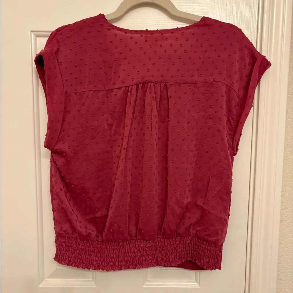 Mason Belle Pink Faux Wrap Blouse Dotted Sleeveless Workwear Office Top Medium - Image 9