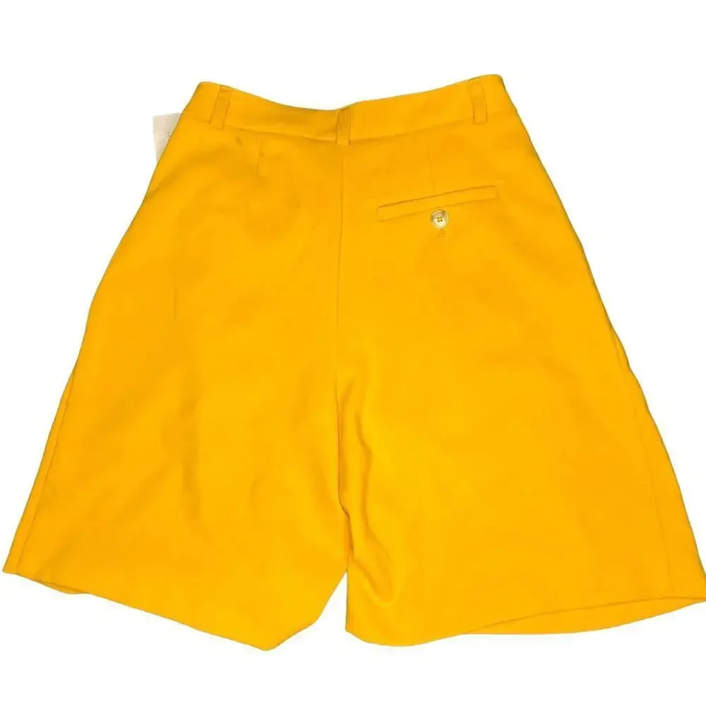 Maeve by Anthropologie Women's 0 Avery Pleated High-Waisted‎ Orange Mot Shorts - Image 4
