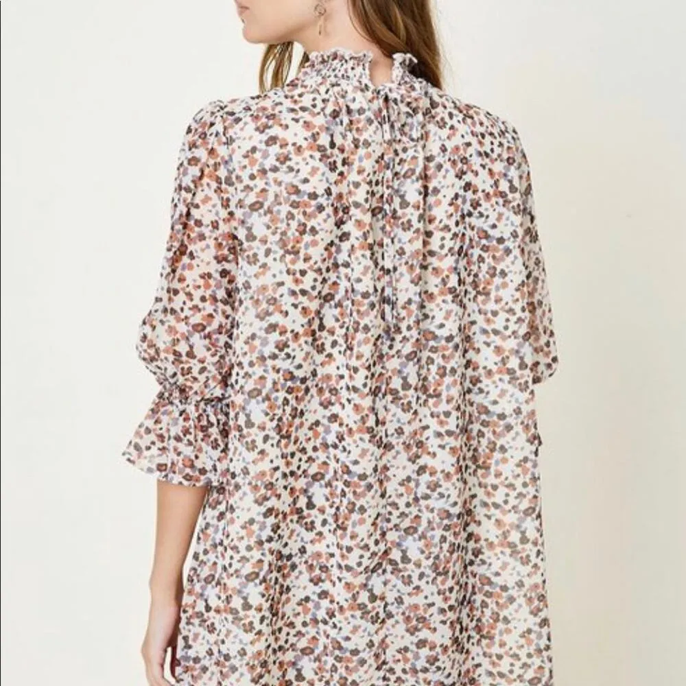 HAYDEN Medium Dress Los Angeles Printed Smock Neck Dress Cottage Floral NWT - Image 3