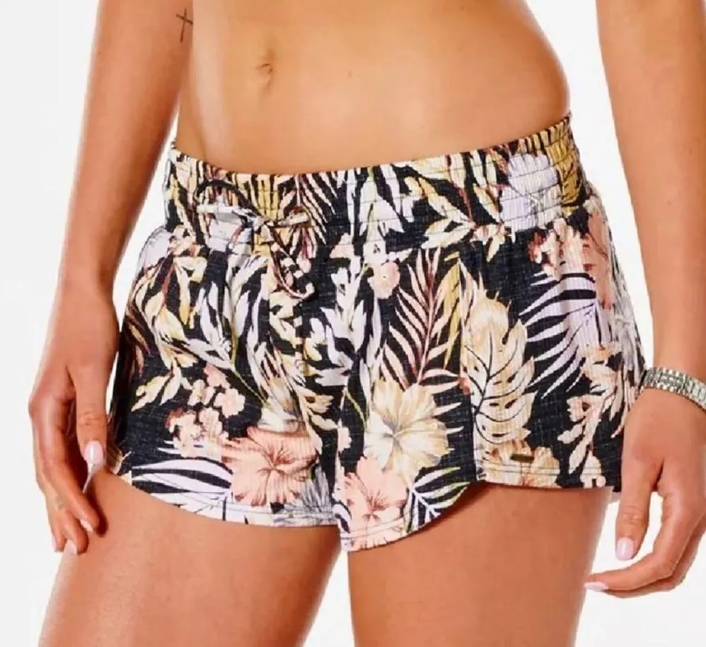 Paradise Calling Floral Tropical Print Ribbed Swim Short Boardshorts M - Image 8