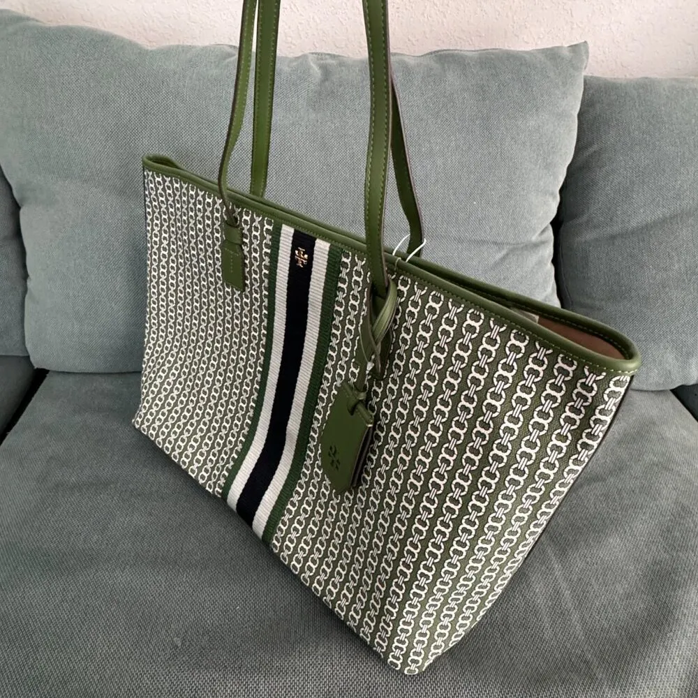 Tory burch women's Gemini link Canvas top zip tote 58450 - Image 2