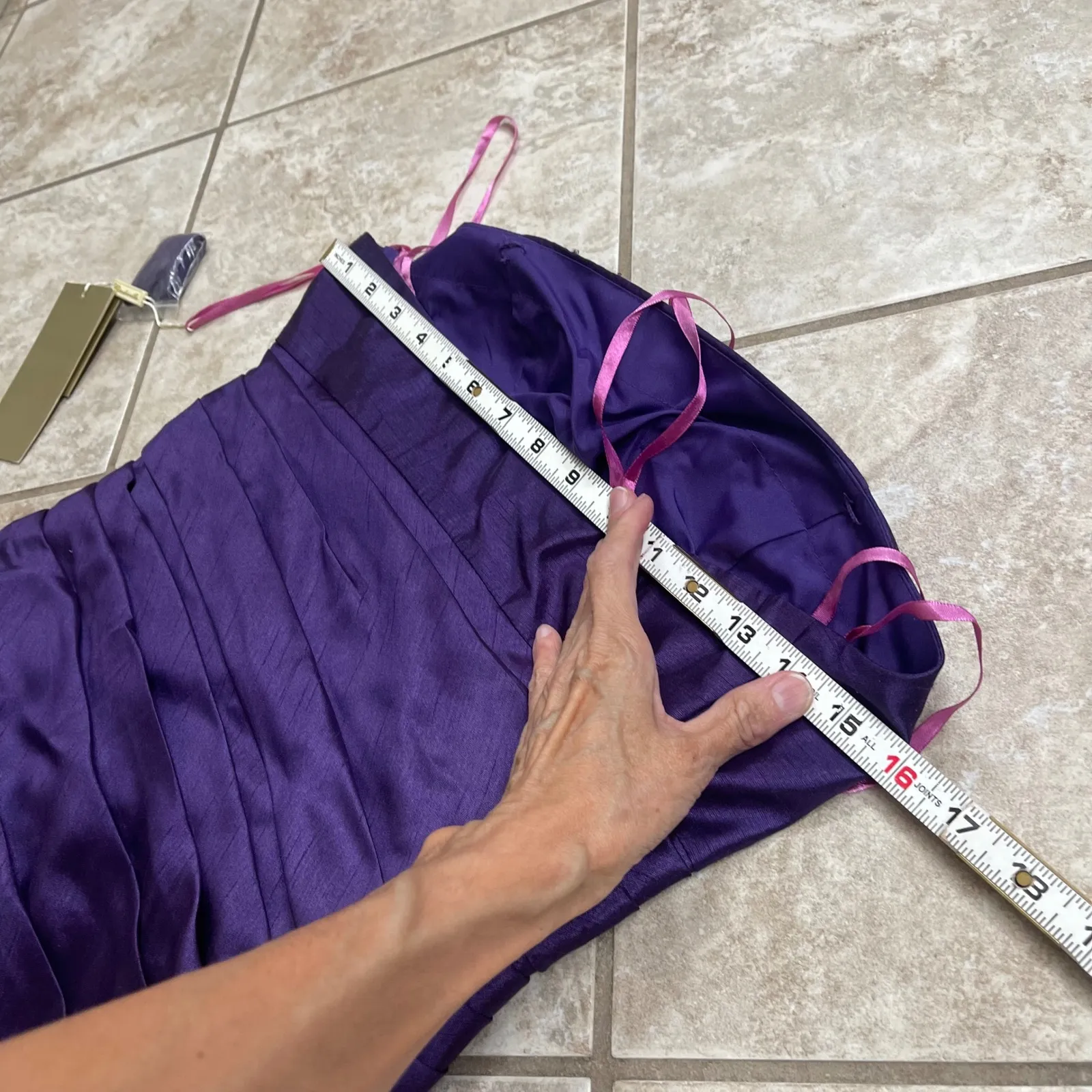 Cinderella Divine Purple Strapless Embellished Ruffle Party Dress Size M NWT - Image 9