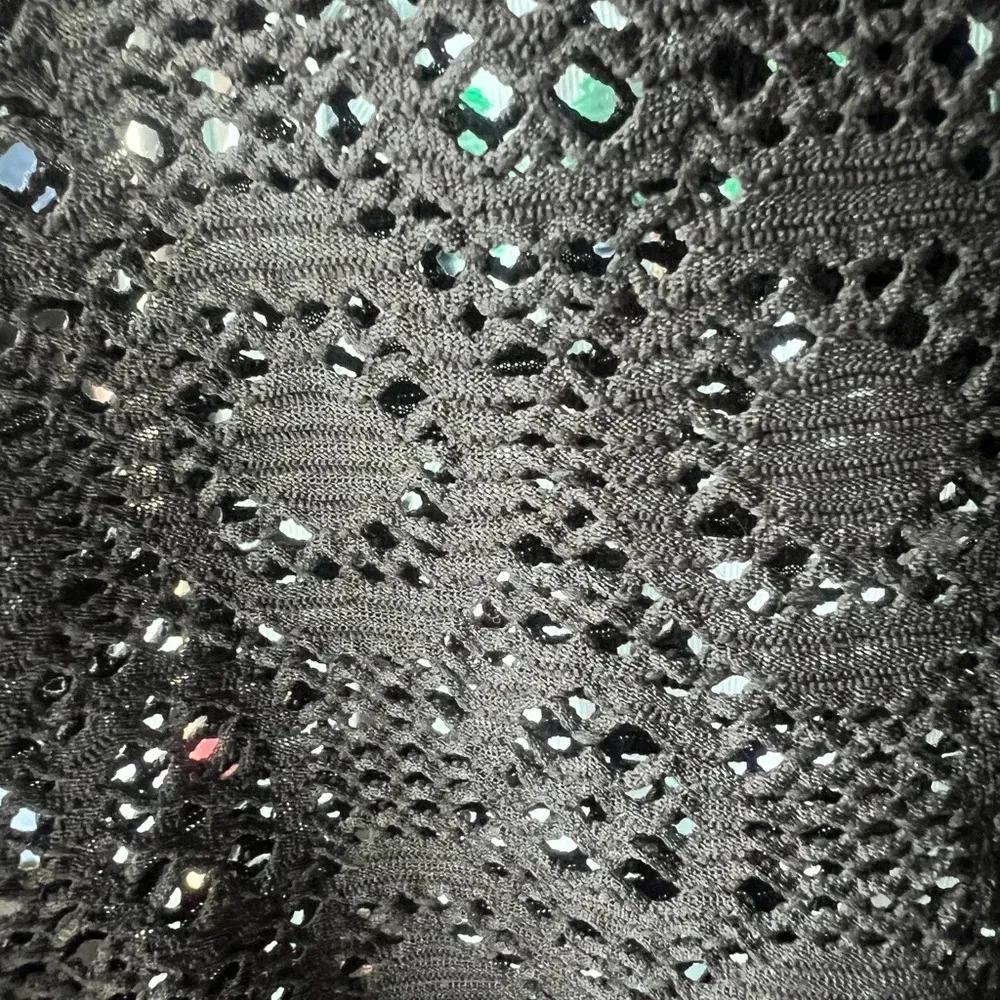 Islander swimsuit coverup black lace mini length drawstring size medium - Image 6