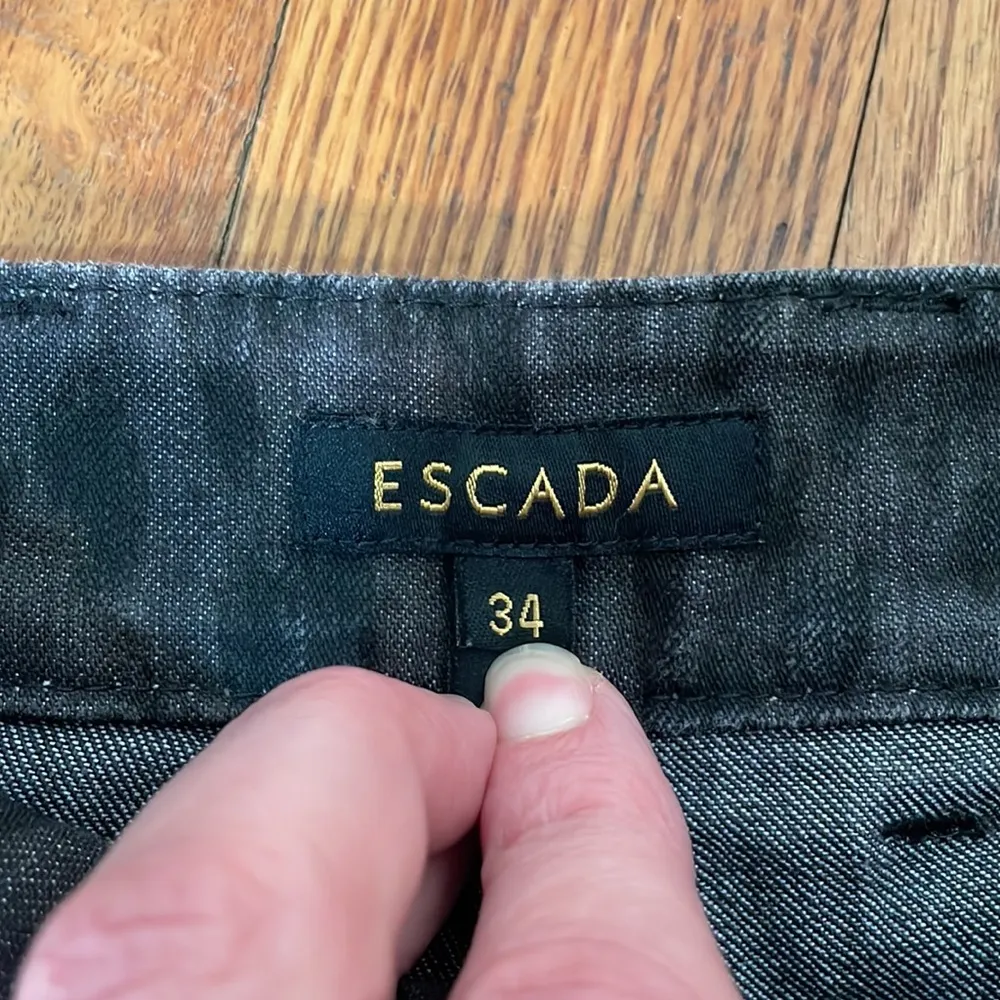 Escada Slim Straight‎ Jeans leopard print Black Grey size 34 us 2 - Image 4