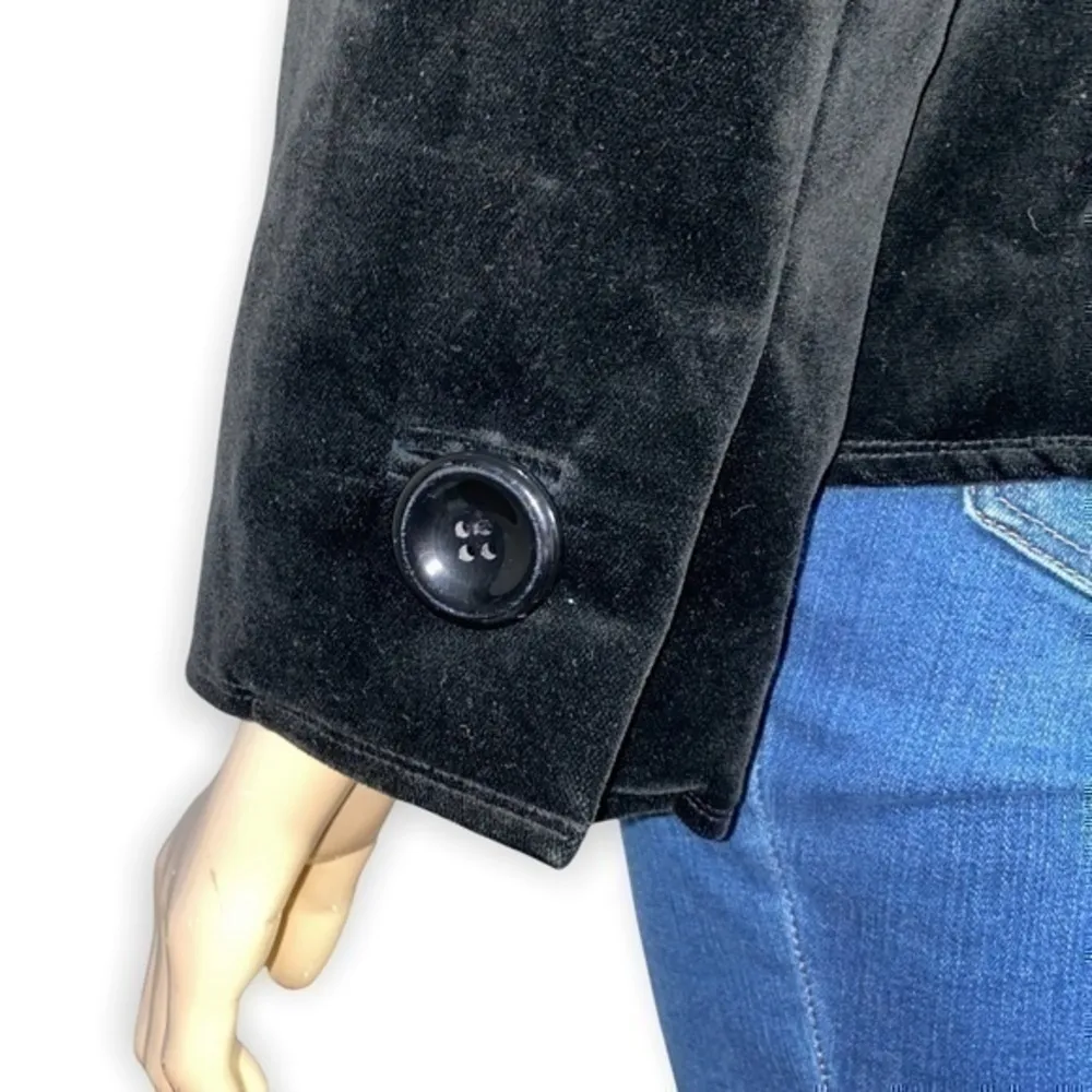 Tibi Women’s Size S Black Velvet Big Button Front Pea Coat Jacket - Image 6