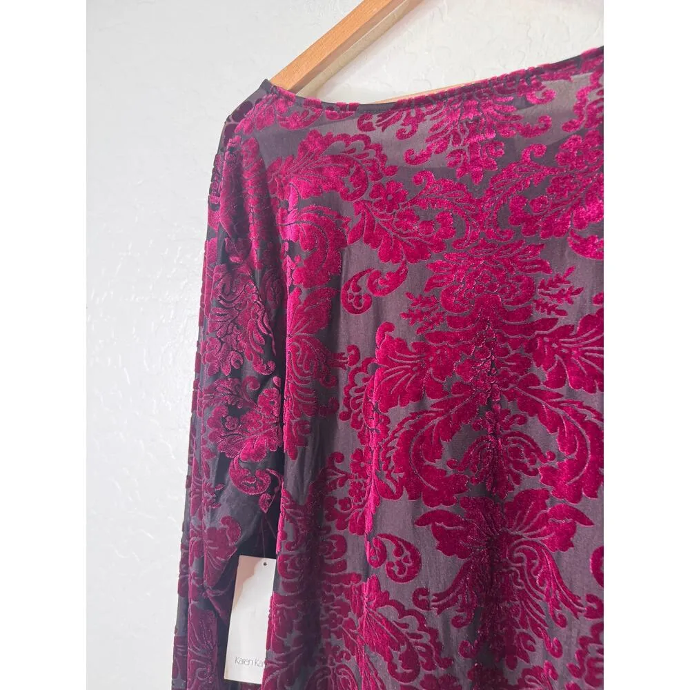 Karen Kane Womens 3X Velour Velvet Burnout Tunic Top Long Sleeve NEW - Image 3