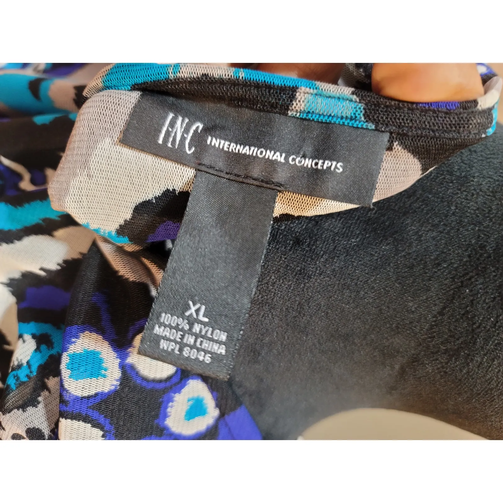 INC International Concepts Top Women's XL Multicolor Beaded Print Long Sleeve - Image 10