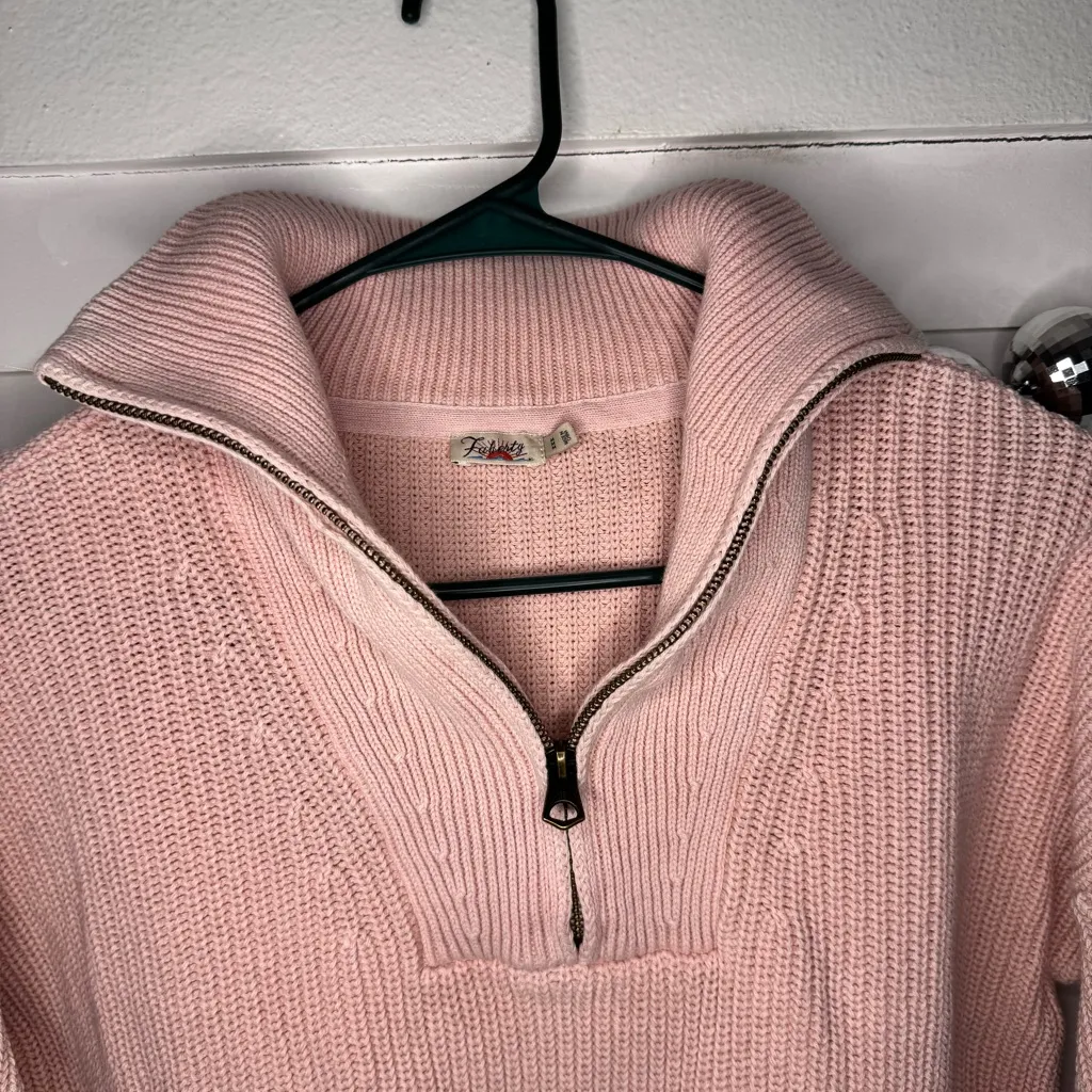 Faherty Sunwashed Mariner Half Zip Knit Cotton Sweater Pink - Image 3