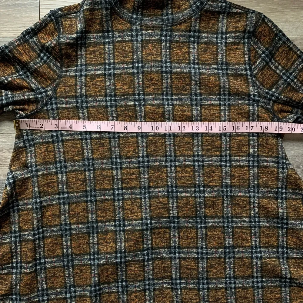 John Mark Mock Turtleneck Black & Yellow Plaid Sweater M - Image 4