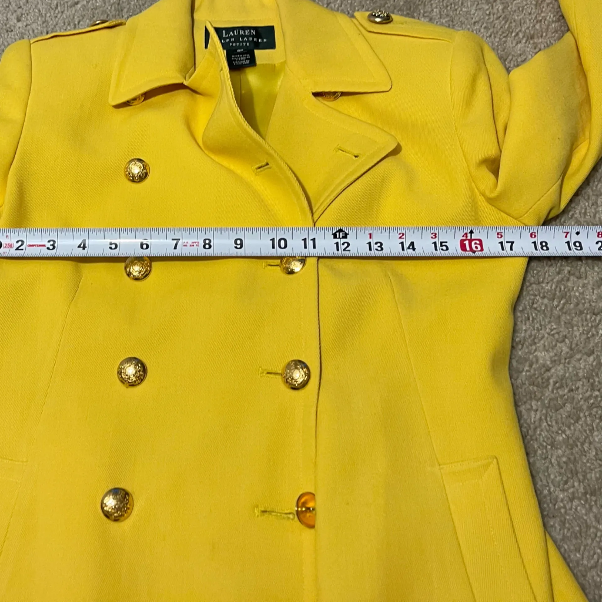 Lauren Ralph Lauren Women’s Yellow Wool Riding Blazer Jacket Sz 6P Made in USA - Image 8