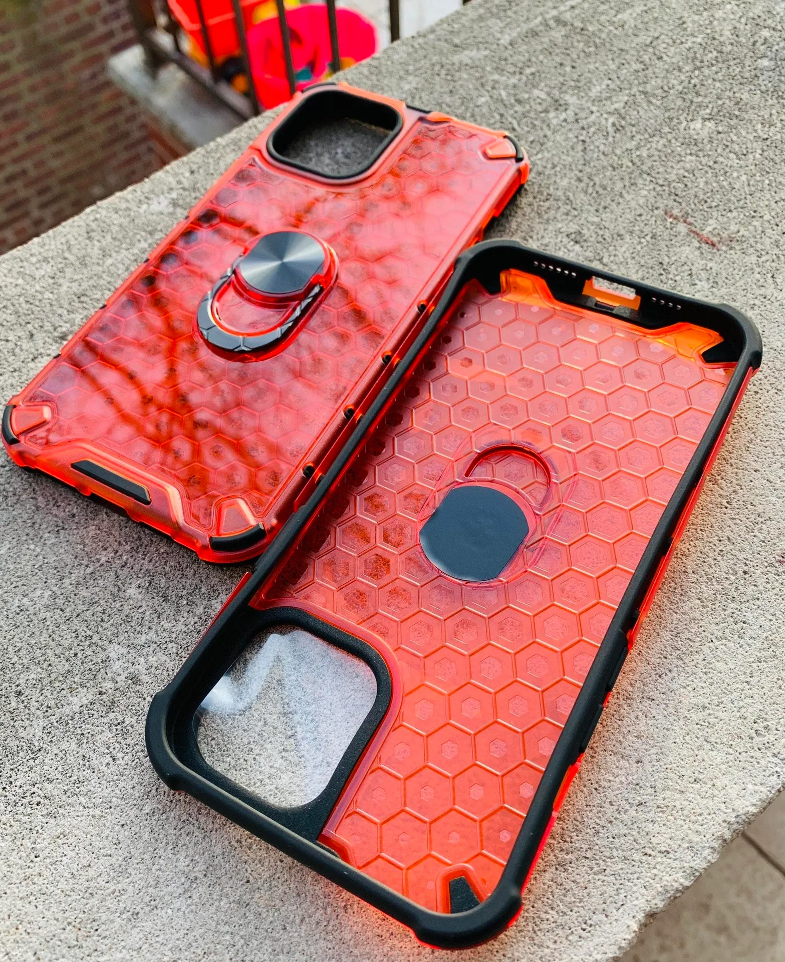 iPhone 12Pro Max Cute Honeycomb Airbag Shockproof Case W/ Ring - Image 6