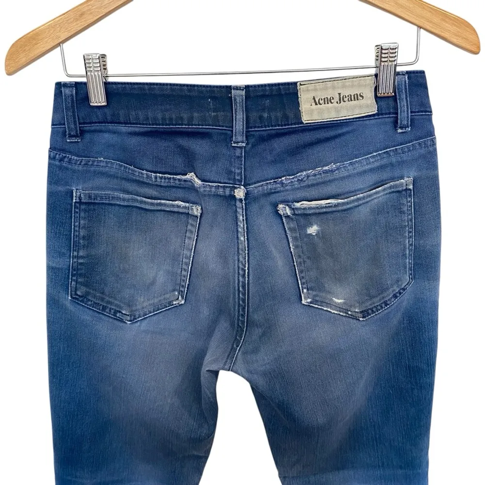 Acne Low Rise Boot Cut Jeans Hex Used Twill Blue - Image 5