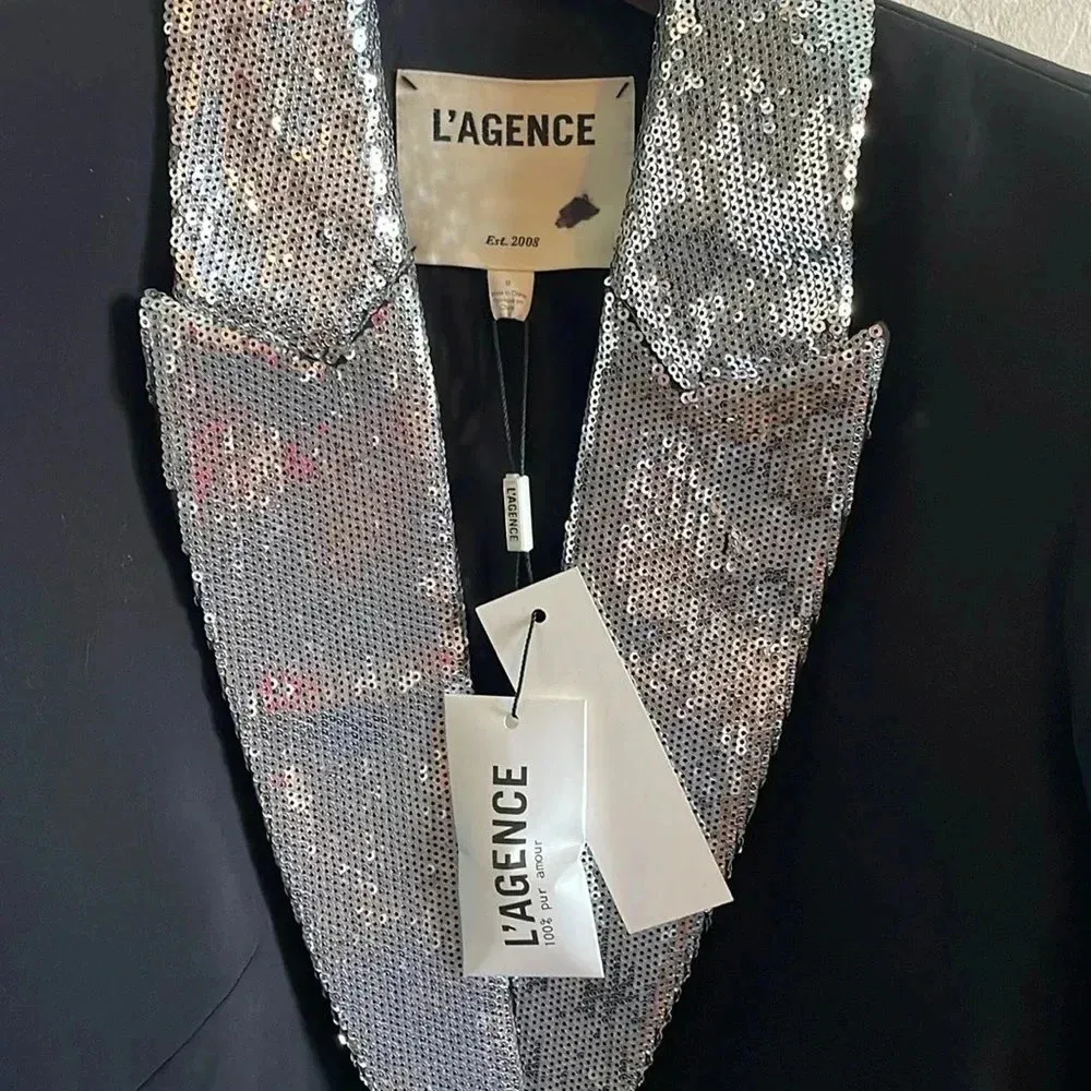 L’Agence Clementine Sequin Lapel Blazer 0 - Image 3