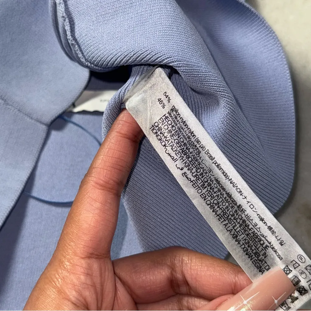 Zara Blue Ribbed Knit V Neck Bralette Crop Top Womens Large New NWT - Image 5