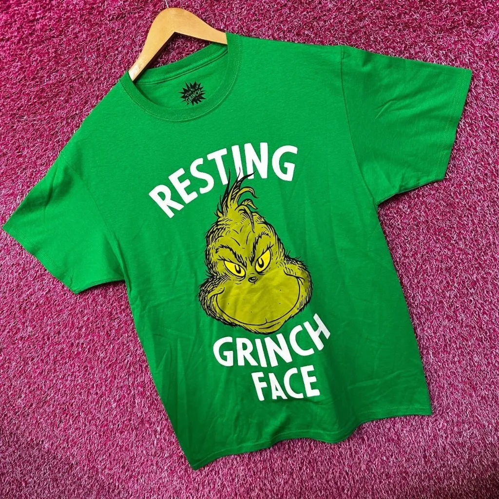 How The Grinch Stole Christmas Resting Grinch Face Tee L  - Image 3