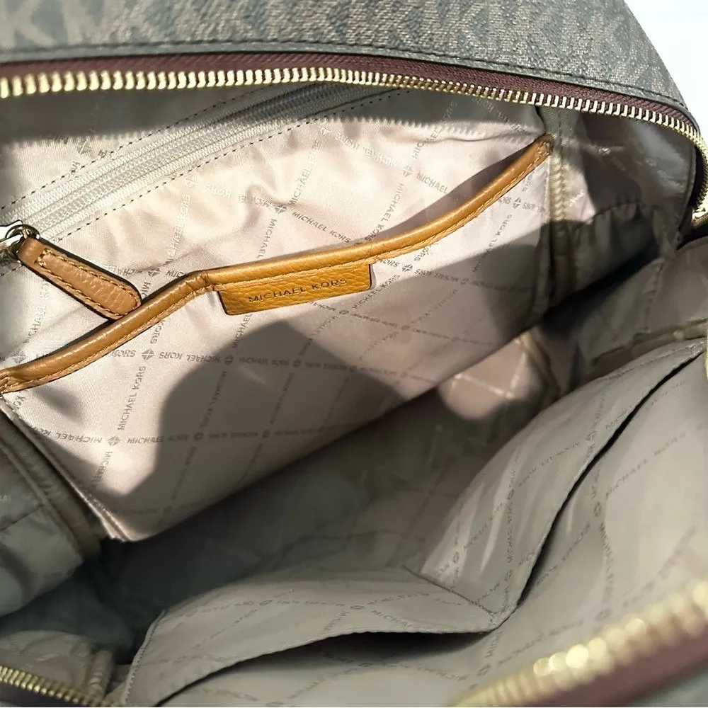 Michael Kors Abbey Medium Logo Pebbled‎ Leather Backpack Women's Brown Classic - Image 5