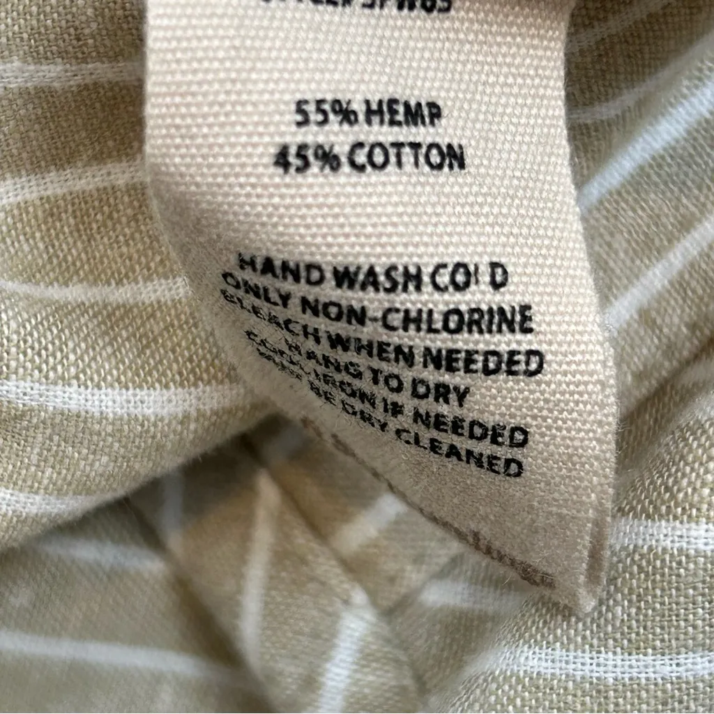 Soft Surroundings Chasia Dress Tan White Stripe Cotton Hemp Blend - Size XLP - Image 11