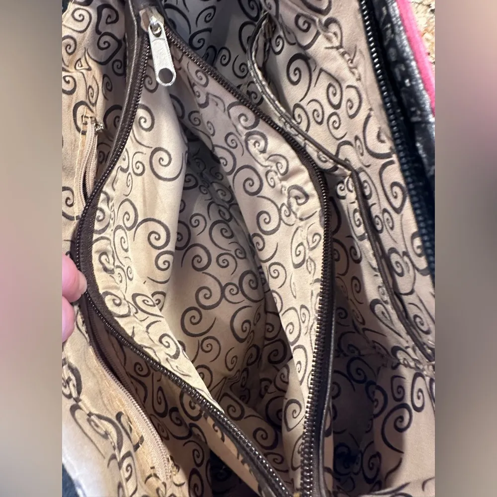 Sugar Skull Handbag Concealed Carry Shoulder Day Of The Dead Purse Pink Black - Image 10