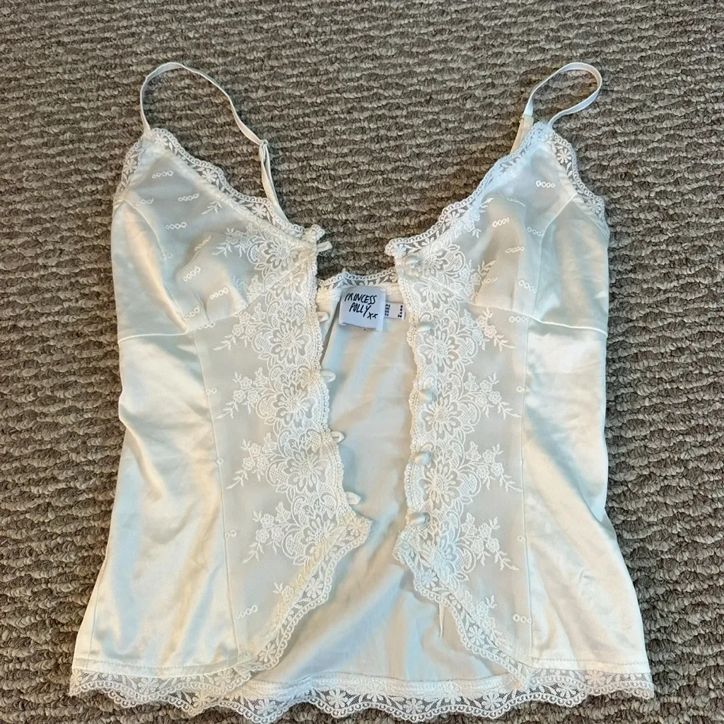 Princess Polly White Lace Buttoned Top - Image 2