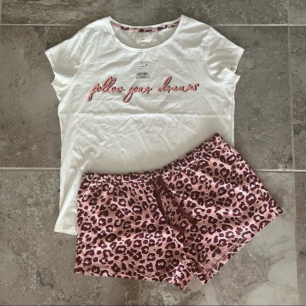 Next 2-Piece Pajama Follow Your Dreams Top & Shorts Animal Print Size L NWT - Image 10