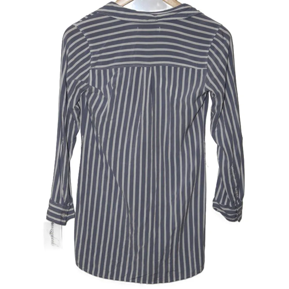 Womens Abercrombie & Fitch Blue White Striped Long Sleeve Shirt Size XS - Image 2