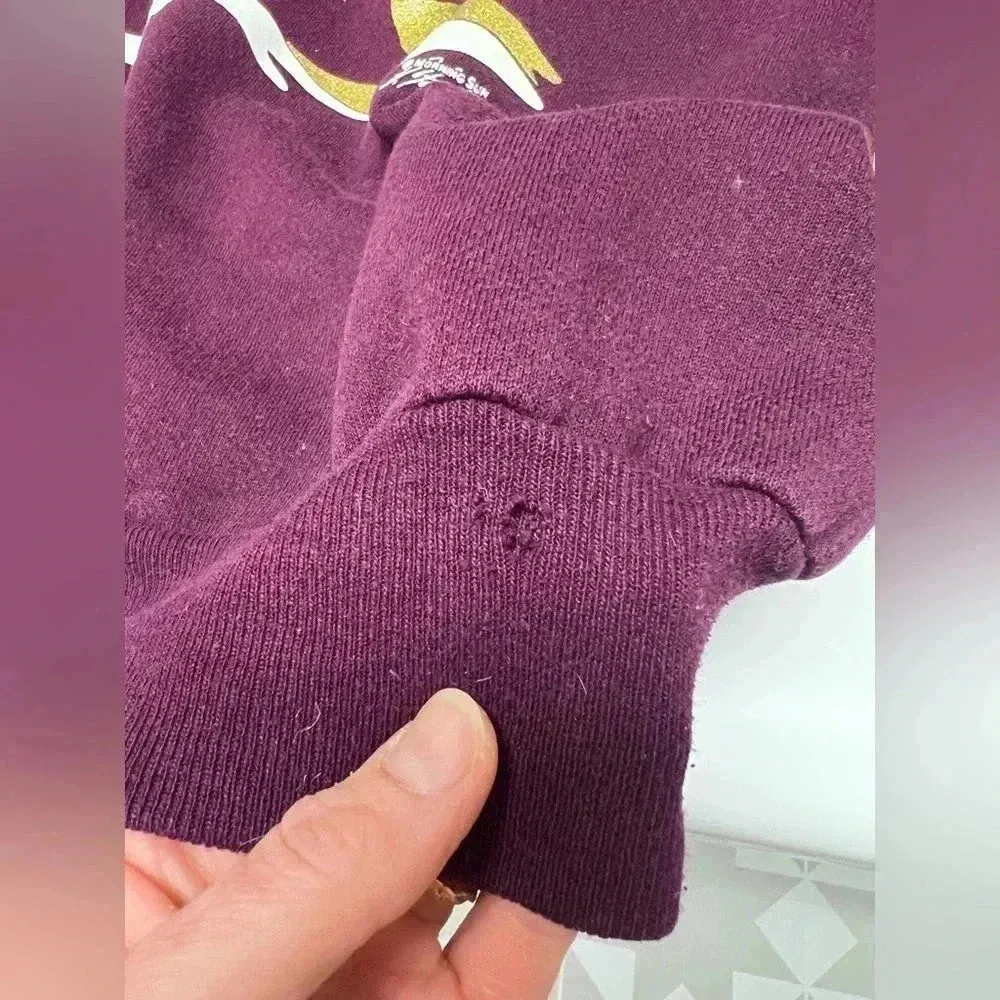 Morning sun graphic crewneck with faux mockneck accent L Purple Size L - Image 4