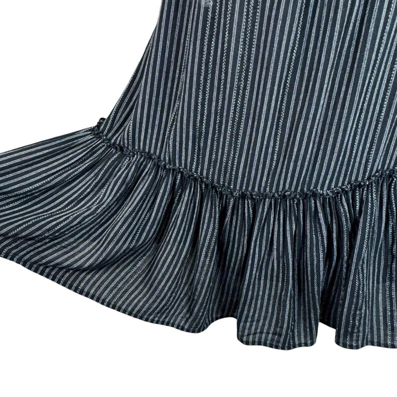 American Eagle X-Large Babydoll Top Spaghetti Straps Tiered Striped Ruffled Tie - Image 3