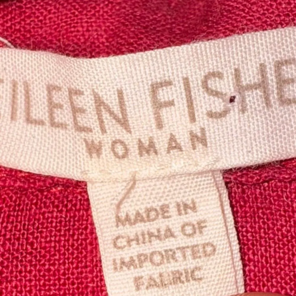 Eileen Fisher Pink 100% Irish Linen Long Sleeve Button Up Shirt Plus Size 2X - Image 9