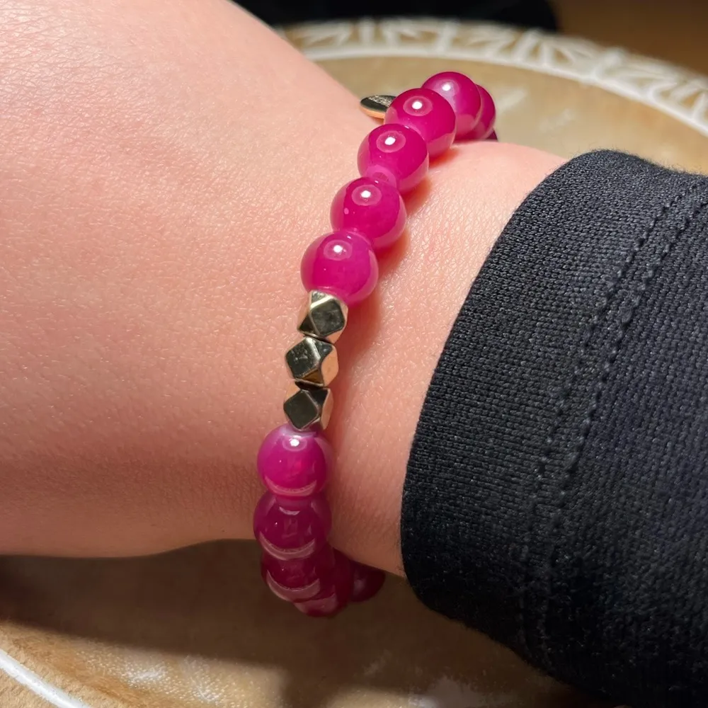Express Pink Beaded Rhinestone Accent Stretchy Bracelet - Image 10