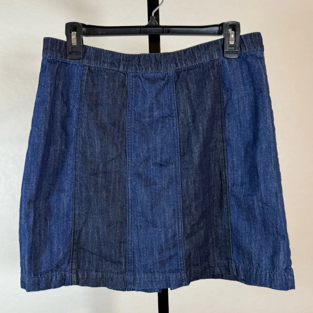 H&M Size 14 Blue Denim Mini Skirt Zip Front Y2K Indie Jean Skirt Americana - Image 4