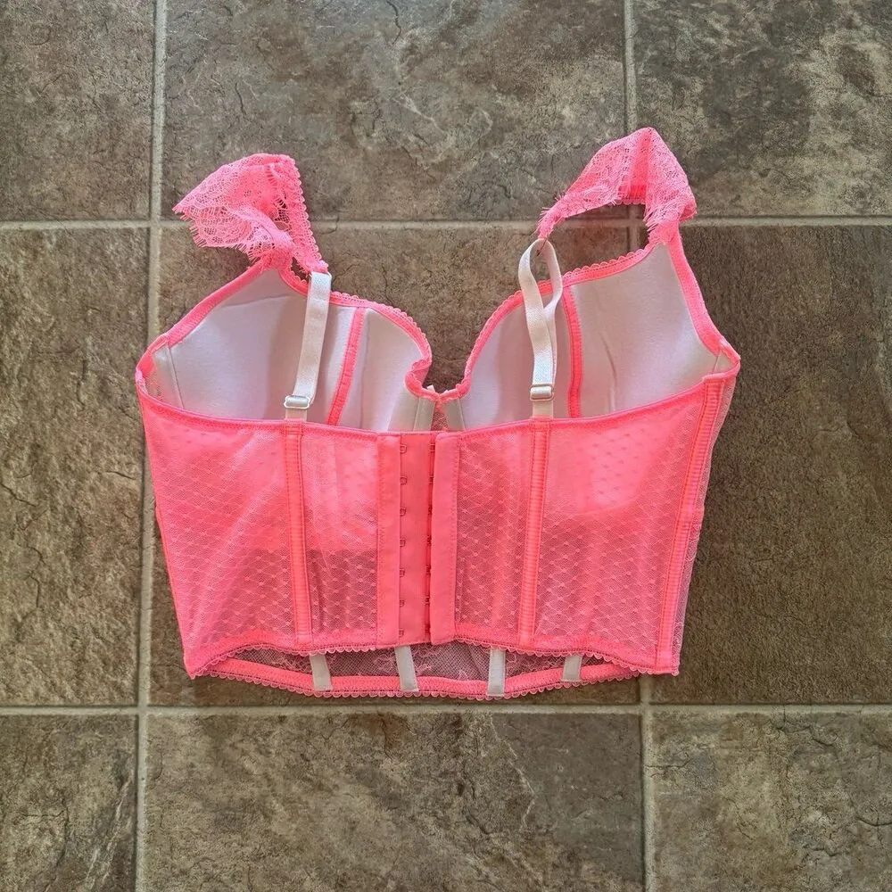 Victoria’s Secret Dream Angels Lace Cap-Sleeve Corset Top Neon Nectar Size S-DD - Image 10