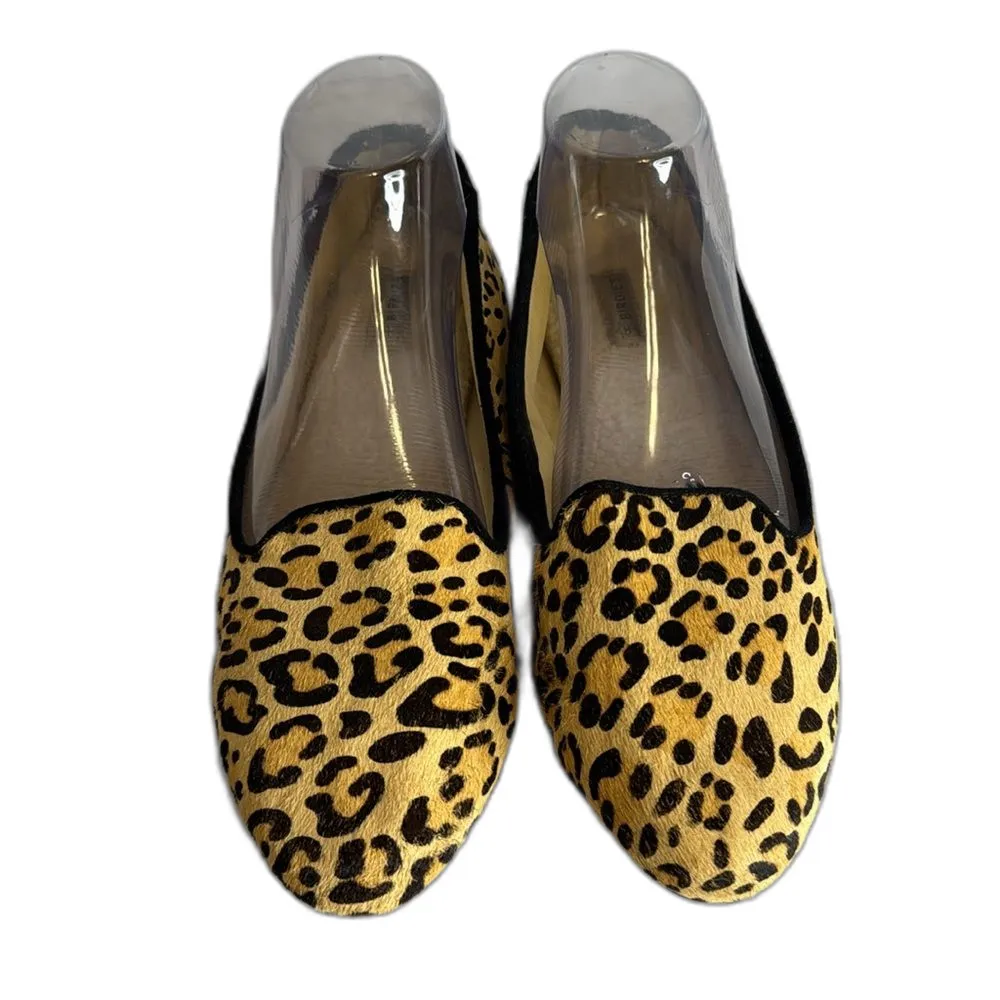 Birdies Starling Faux Fur Lined Flat in Cheetah Print Calf Hair size 9.5 Black - Image 6