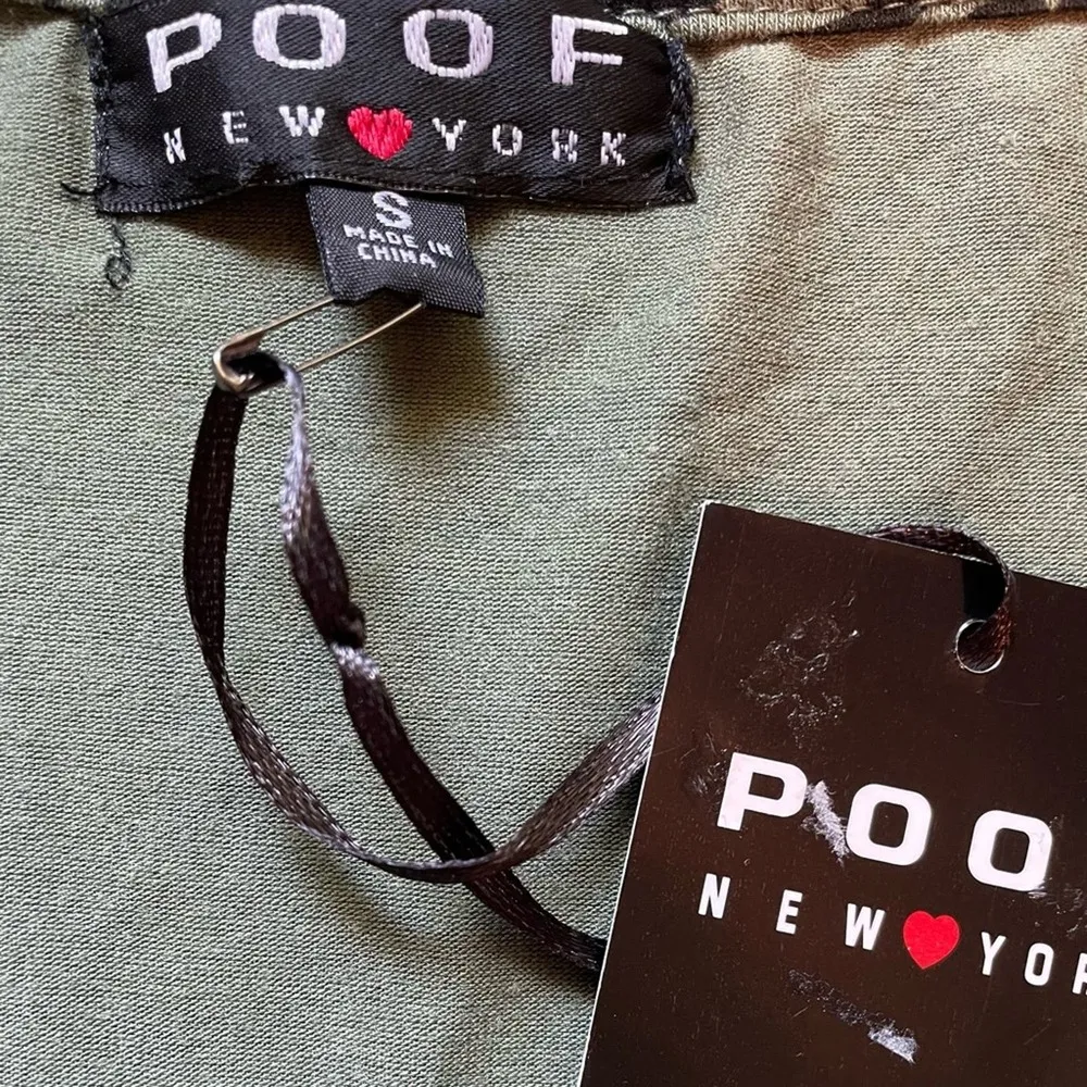 Poof New York Animal Print Sage Green Front Tie Cap Sleeve Mini T-shirt Dress S - Image 7